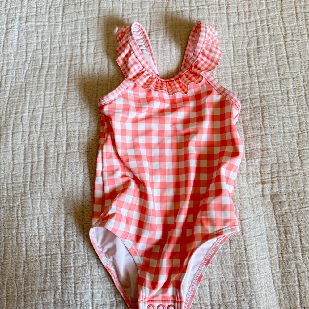 Pink Gingham Ruffle Swimsuit